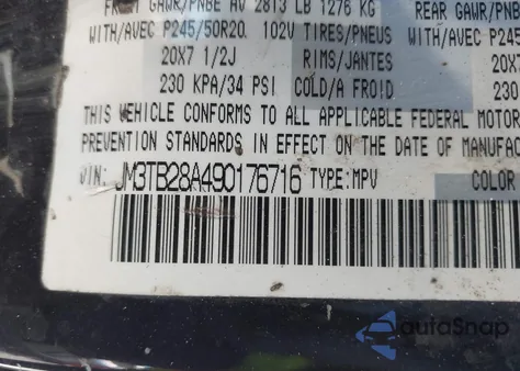 2009 Mazda Cx-9 Grand Touring из США, поврежденный, VIN JM3TB28A490176716